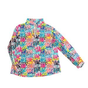 IBKUL Women's UPF 50+ Aimee Print Long Sleeve Mock Neck Top LOVE Multicolor XL